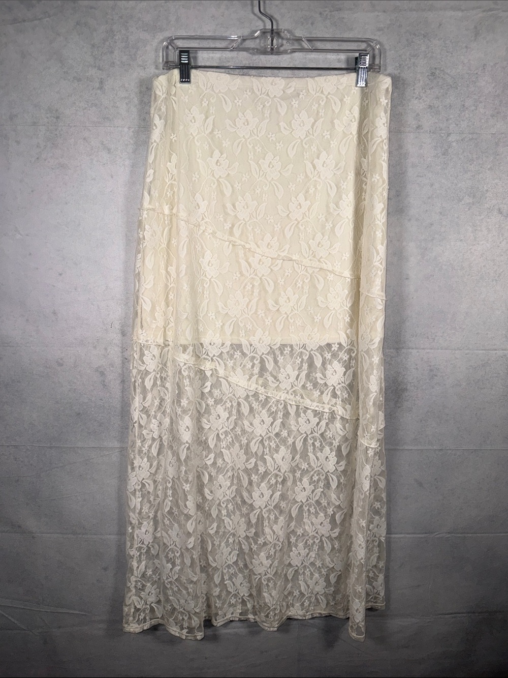 No Boundaries Cream Lace Layered Maxi Skirt - Picture 2 of 5